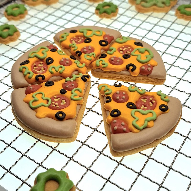 [Wendy Puffs] Shaped Frosted Cookies-American Sausage PIZZA Style (Single Piece) - Handmade Cookies - Other Materials 