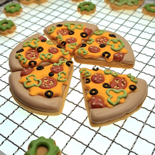 WENDY's PUFF 溫蒂泡芙×手作烘焙 【溫蒂泡芙】造型糖霜餅乾-美式臘腸PIZZA款(單片入)