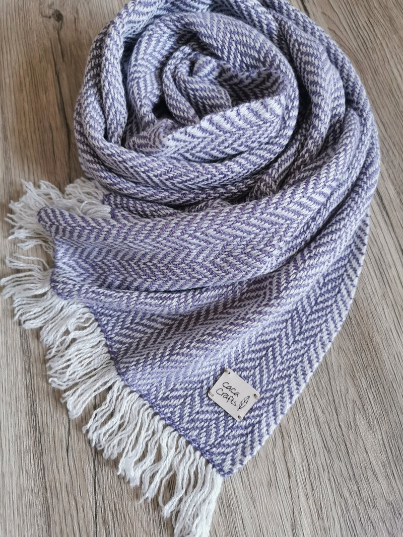 Handwoven by Carina | Handwoven silk cashmere scarf - ผ้าพันคอถัก - ผ้าไหม สีม่วง