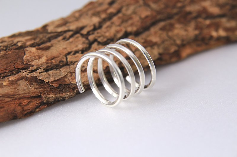Square Line Sterling Silver Ring - Four Rounds - General Rings - Silver Silver