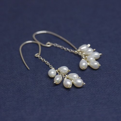 Enchant Jewelry 麥穗 - 天然淡水珍珠耳環 925純銀耳勾 無痛耳夾