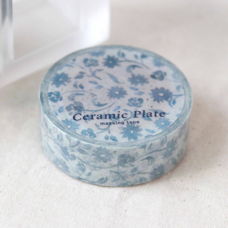 Ceramic Plate Masking Tape | Blue Floral - มาสกิ้งเทป - กระดาษ สีน้ำเงิน