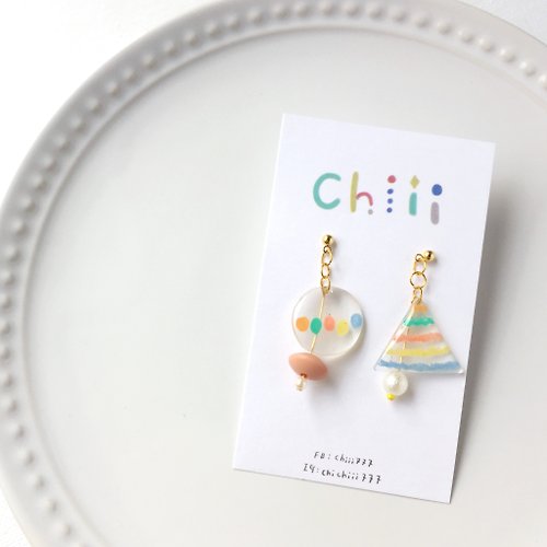 chiii 彩虹糖夾式/針式耳環