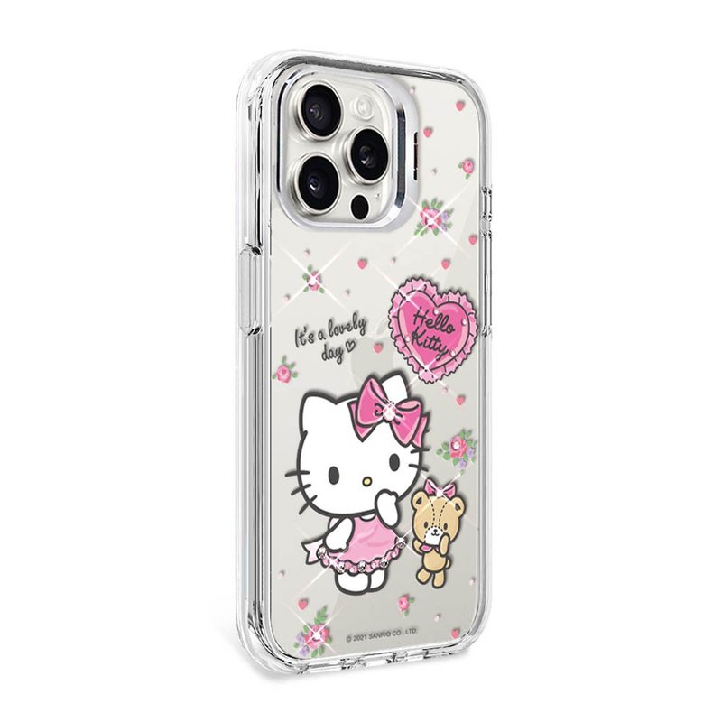 Sanrio iPhone full range of shockproof dual-material invisible stand color diamond phone cases - Katie is in a good mood - เคส/ซองมือถือ - วัสดุอื่นๆ หลากหลายสี