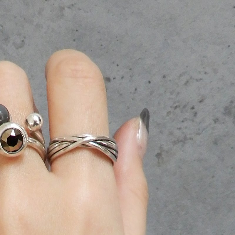 [adjustable] 5-ring / silver R045 - แหวนทั่วไป - เงินแท้ สีเงิน