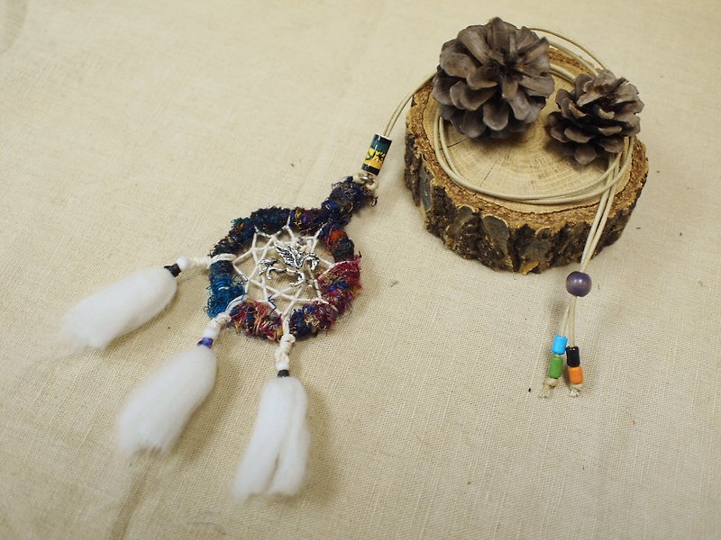 Handmade Dreamcatcher Necklace~ Valentine's Day gift birthday gift Christmas gift of natural stone. Indiana. - สร้อยติดคอ - วัสดุอื่นๆ สีน้ำเงิน