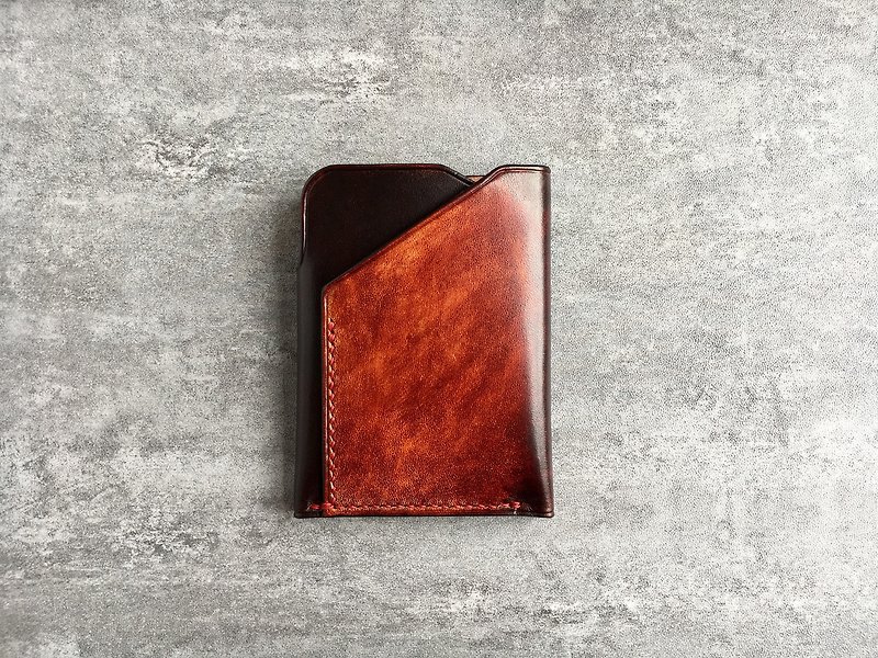 Men's Brown Leather Wallet / Minimal Leather Wallet / small leather wallet - Wallets - Genuine Leather 