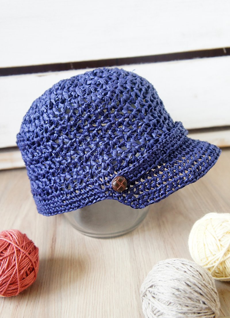 Hand-knitted-straw woven basket empty personalized equestrian cap/baseball cap/sun hat (children/boys and girls can wear)~ - Hats & Caps - Other Materials 