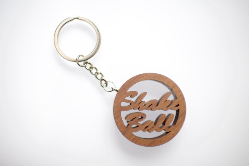 Hand-cut name key ring-framed - Keychains - Wood Brown