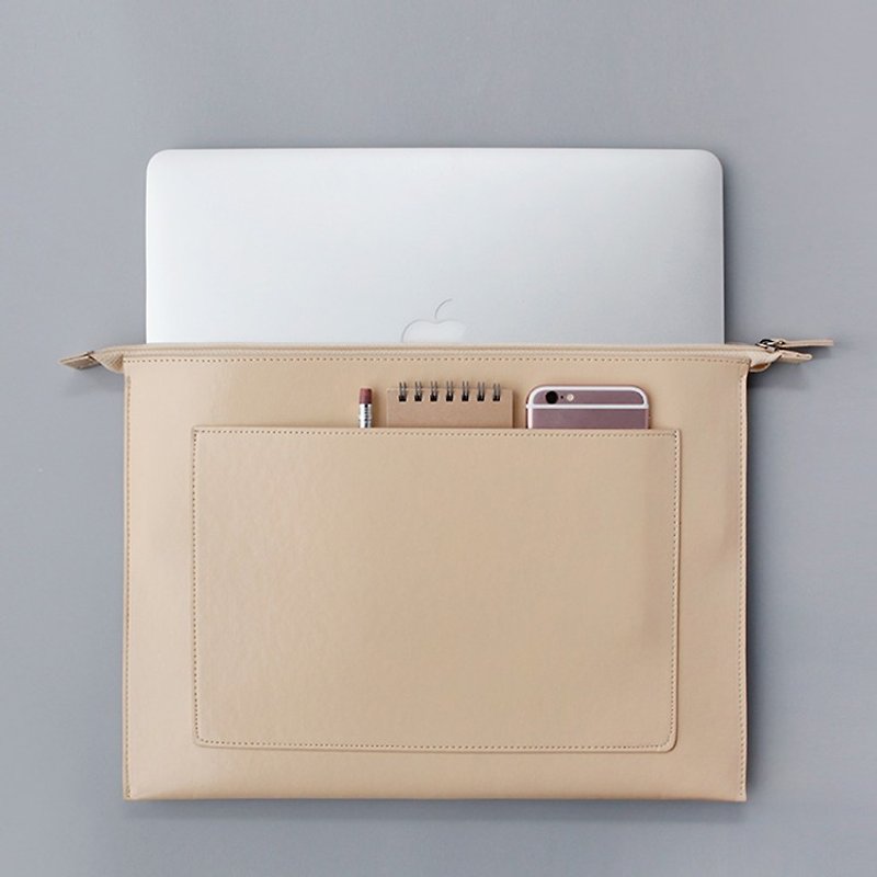 Korea ithinkso 15吋 leather zipper storage bag DOCUMENT ZIP POUCH White - Tablet & Laptop Cases - Faux Leather Pink