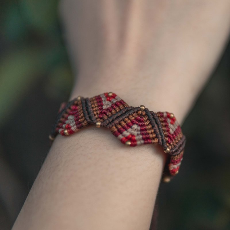 Indian Rainbow Handwoven Bracelet—Dark Brown - สร้อยข้อมือ - วัสดุอื่นๆ 