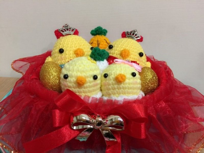 *Tweet Tweet Handmade Shop*Q Version~Leading Chicken (Red Model) Get Married. Return to Ning. Enter the House. Wedding Customs. Woolen Yarn - Other - Other Materials Red