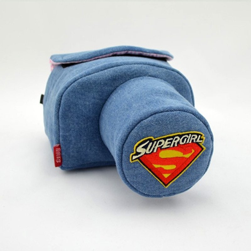Personalized camera bag measuring machine can be customized embroidered name cute SUPERGIRL Super Goddess 004 - กระเป๋ากล้อง - วัสดุอื่นๆ สีน้ำเงิน