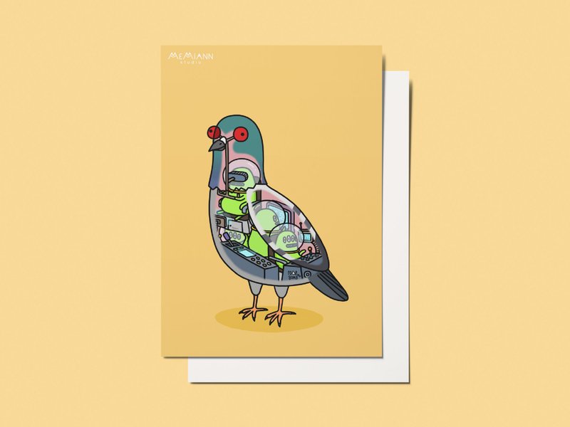 Postcard The Pigeon Spy - 卡片/明信片 - 紙 橘色