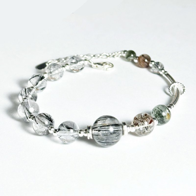 The Perseverance of the Dream Chaser-Black Hair Crystal and Sterling Silver Design Bracelet - สร้อยข้อมือ - เงิน สึชมพู