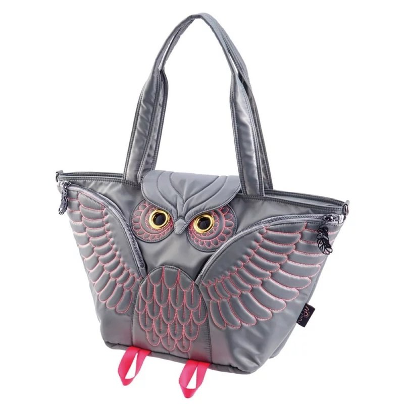 Morn Creations Genuine Gold Line Owl Tote Bag Mom Bag - Gray - Handbags & Totes - Other Materials Gray