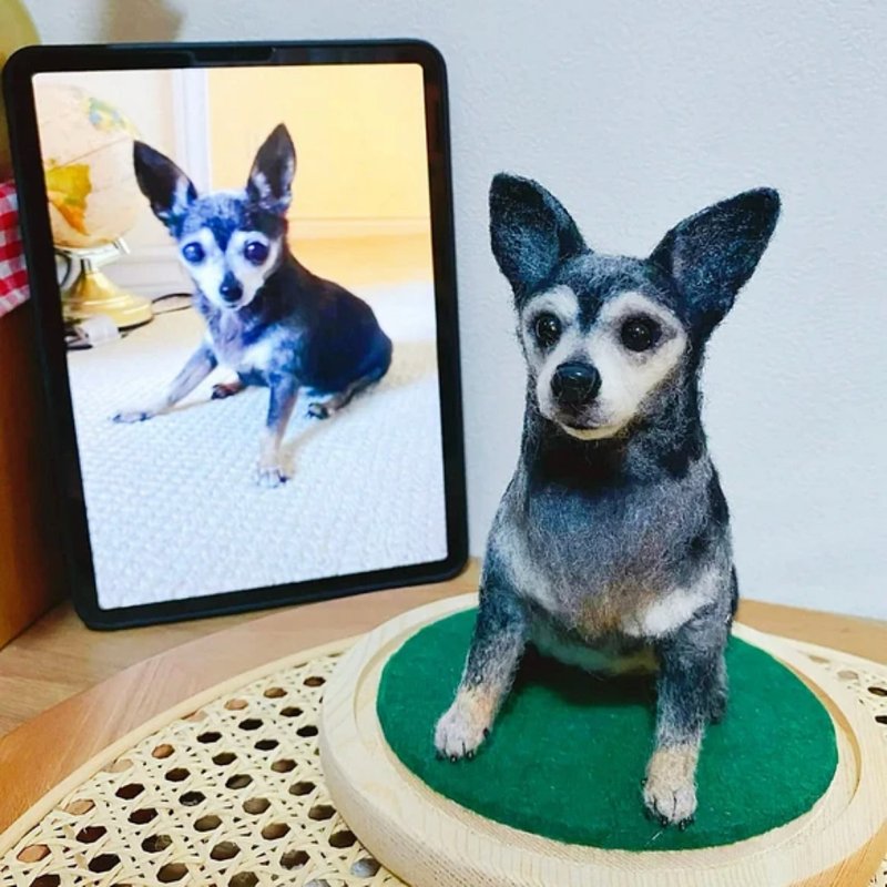 客製化逼真犬 羊毛氈 吉娃娃 寵物 娃娃 定製 手工 狗狗猫咪 165 - 貓/狗玩具 - 羊毛 多色