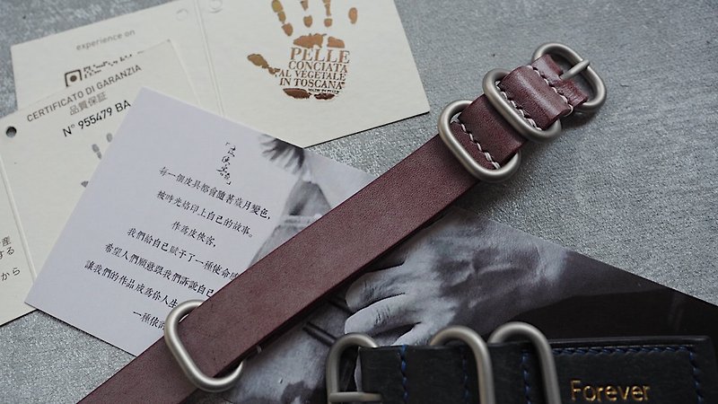 Customized Handmade Wine Red Leather NATO Watch Strap.Watch Band.Gift - Watchbands - Genuine Leather Red