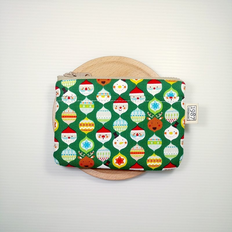 [Green husband] Coin purse clutch bag with zipper bag Christmas exchange gift - กระเป๋าคลัทช์ - ผ้าฝ้าย/ผ้าลินิน สีเขียว
