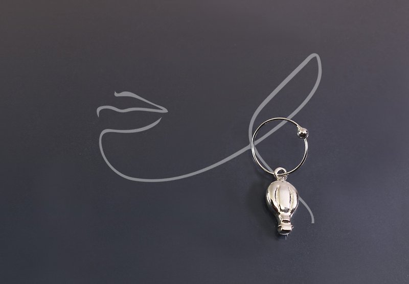 圖像系列-熱氣球925銀耳環(單支/一對) - 耳環/耳夾 - 純銀 藍色