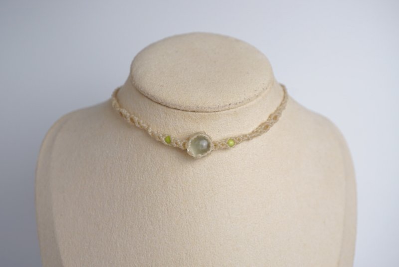 Grape paraffin thread braided neck cord collar - Chokers - Gemstone Green