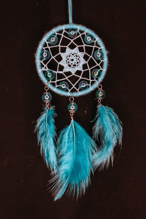 Mr.SkullyPop 純手工捕夢網 Handmade Dreamcatcher-【星星珠-淡藍】