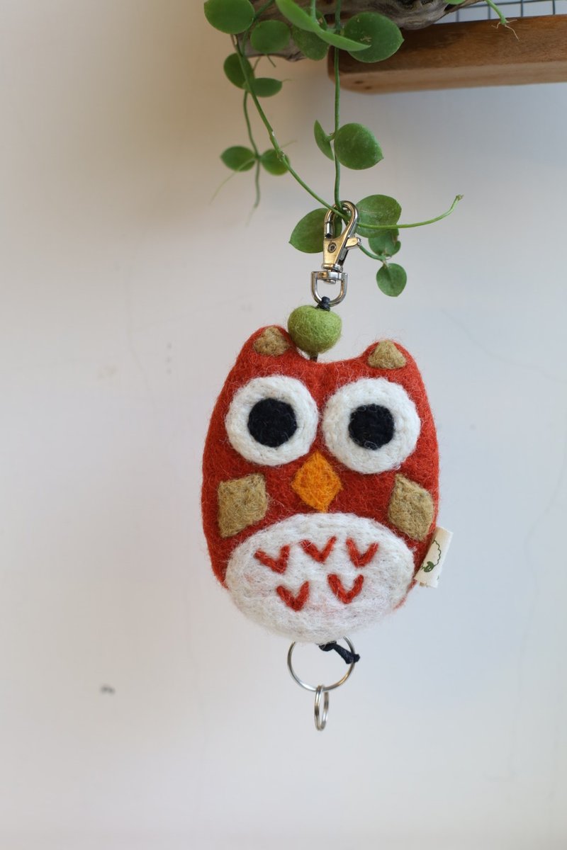 Wool Out of the Sheep Mountain Graduation Gift Wool Felt Key Bag - Owl - Keychains - Wool Red