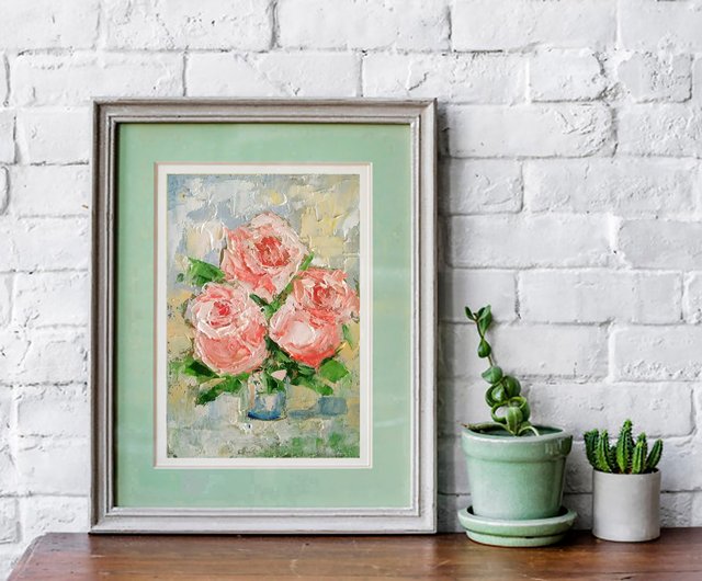 ギフト、レトロなスタイルの花束、油絵, バラ, あじさい