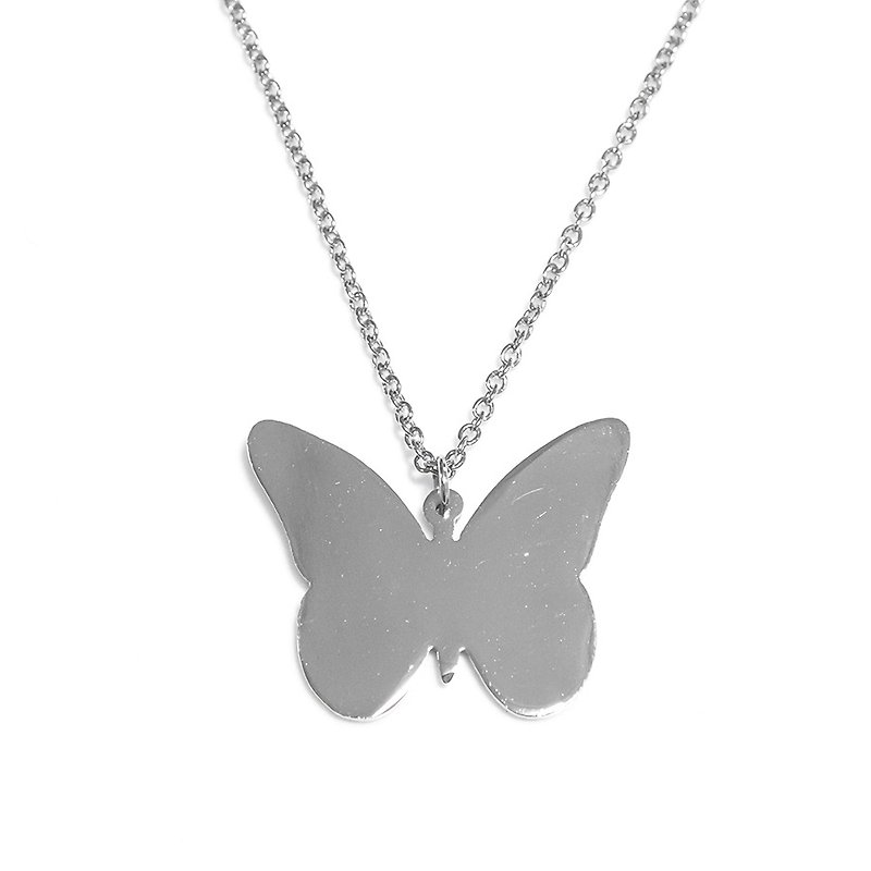 抽象的な蝶のペンダント - ネックレス - 金属 シルバー