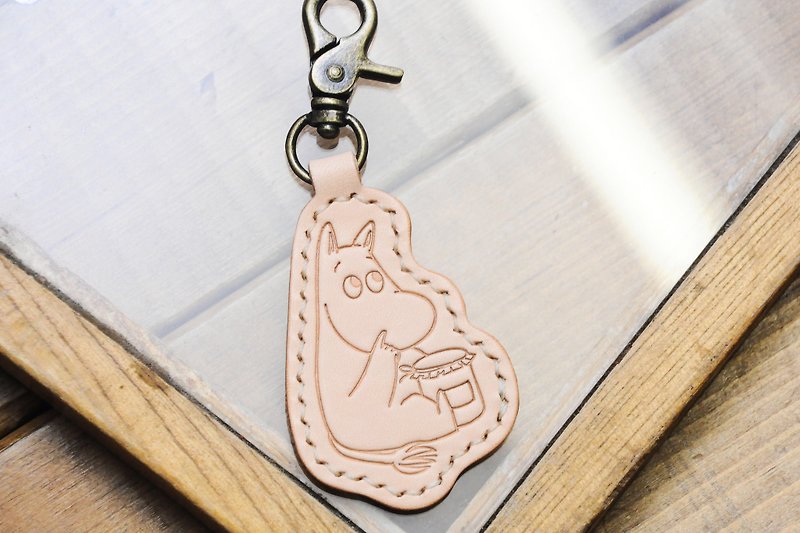 #Finished product manufacturing MOOMIN x Hong Kong-made leather Moomin key ring is officially authorized Lulu rice - Keychains - Genuine Leather Khaki