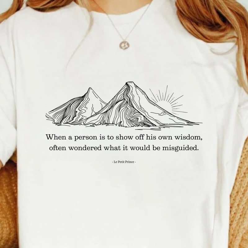 The Little Prince When a person is to show off short-sleeved top with famous movie quotes - Women's T-Shirts - Cotton & Hemp White