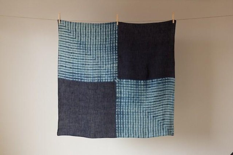 This indigo dyeing hemp wrapping cloth (square) - Other - Cotton & Hemp Blue