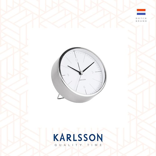 Ur Lifestyle 荷蘭Karlsson, Alarm clock Normann brushed steel white