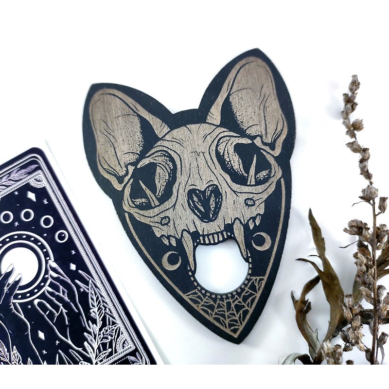 Planchette cat skull for ouija board, Wood ouija planchette, Gothic decor, Witch - 其他家具 - 木頭 