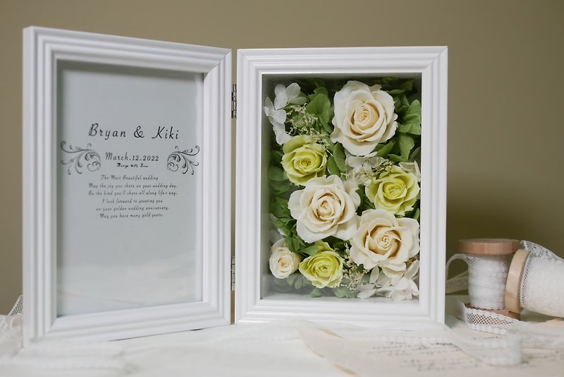 Preserved flower book photo/frame customization/green and white rose garden - ช่อดอกไม้แห้ง - พืช/ดอกไม้ 
