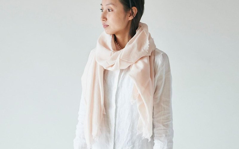enrica cottonsilk scarf pinkbeige / botanical dye - スカーフ - コットン・麻 ピンク