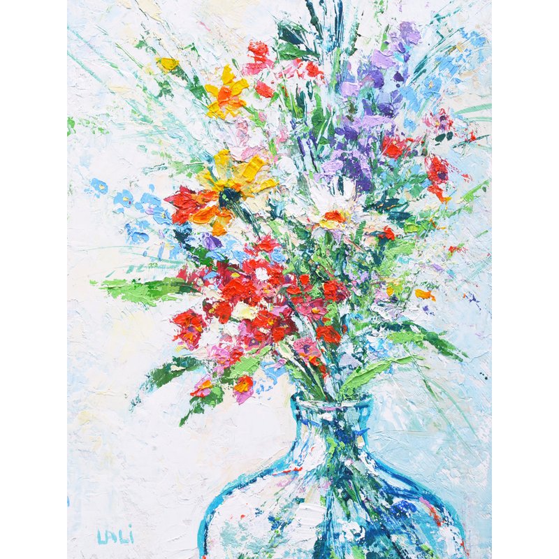 草甸花原創油畫厚塗 20x15 公分現代藝術當代 - 插畫/繪畫/寫字 - 其他材質 紫色