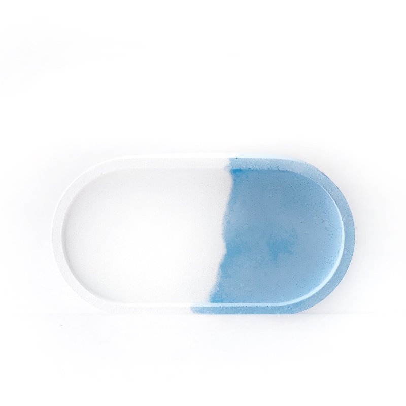 (Pre-order) Milk Lake Blue Series | Oval two-color Cement chassis Cement jewelry tray - Items for Display - Cement Blue