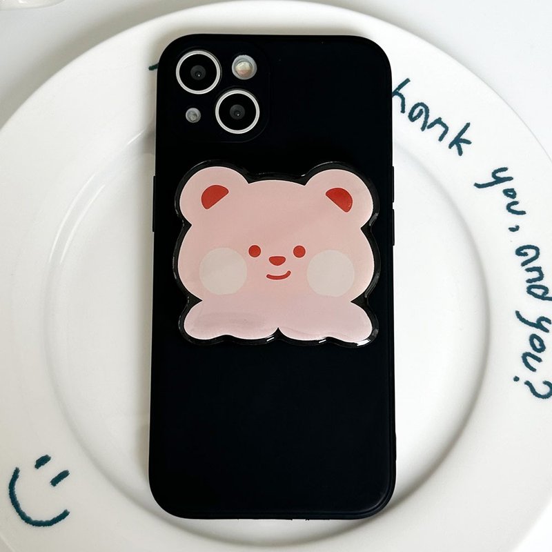 Bubble tea bear grip smartphone acrylic smart tok - อุปกรณ์เสริมอื่น ๆ - อะคริลิค สึชมพู