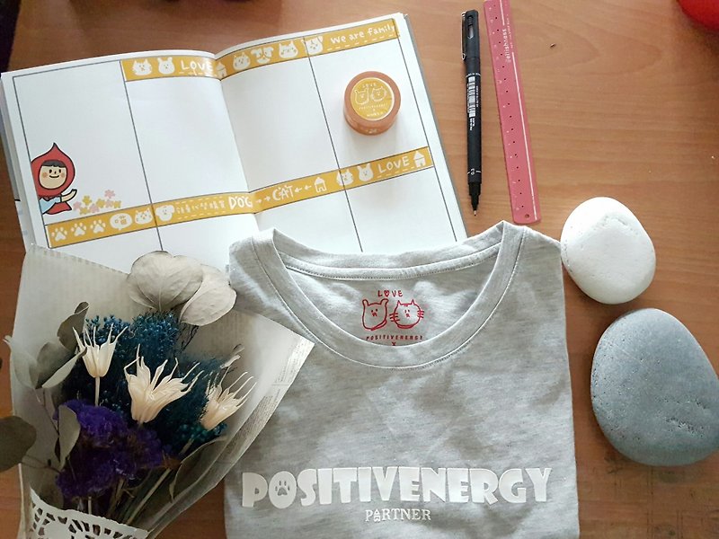 Ning's X PositivEnergy 貓狗公益T-shirt (衣服+紙膠帶+感謝狀) X1 - 女 T 恤 - 棉．麻 
