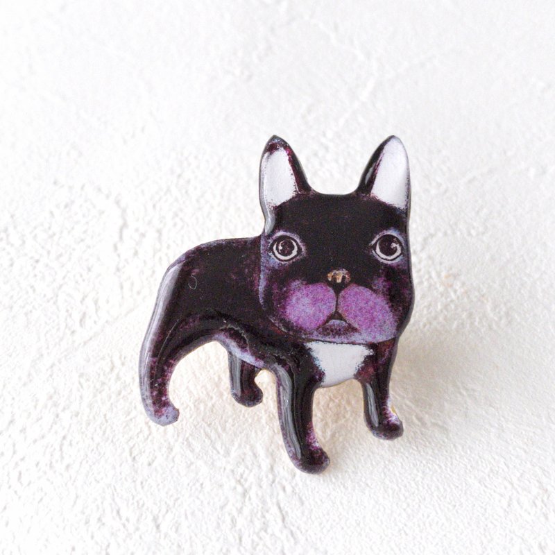 フレンチブル(黒)のブローチ - 胸針 - 樹脂 