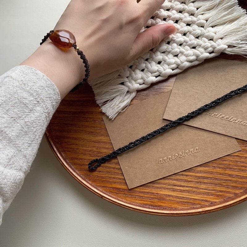 Macrame Hand Braided Delicate Bracelet Chain - Bracelets - Cotton & Hemp White