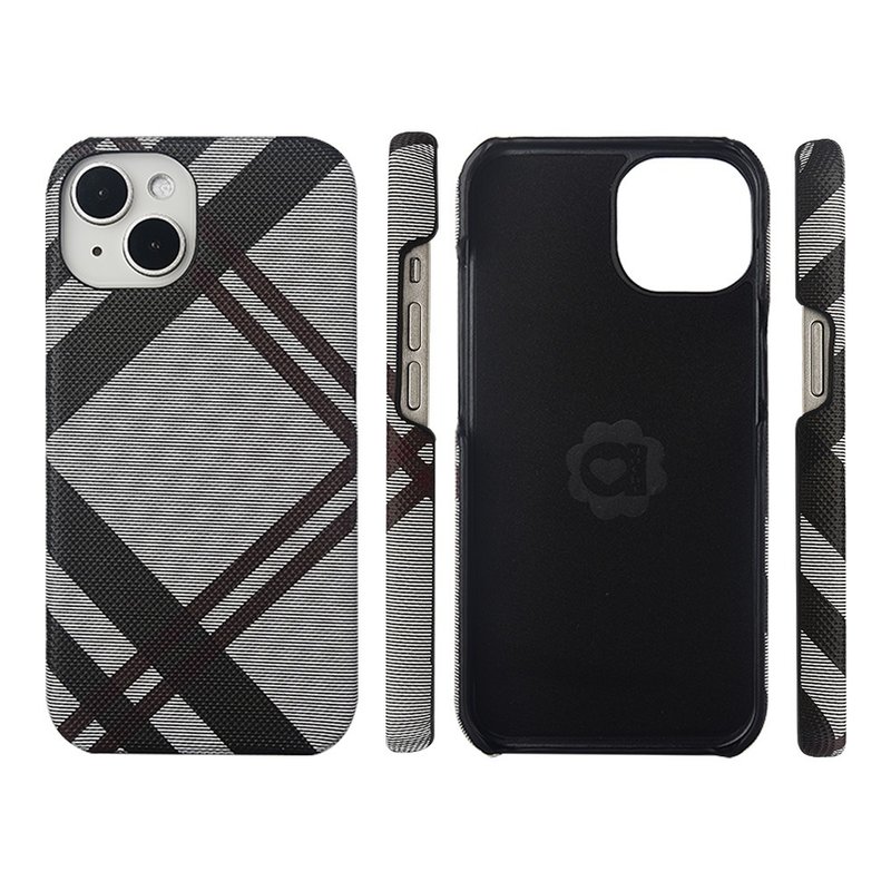 Yaguqi Samsung A54/A34/A14 British plaid back cover mobile phone case - gray and black - Phone Accessories - Faux Leather 