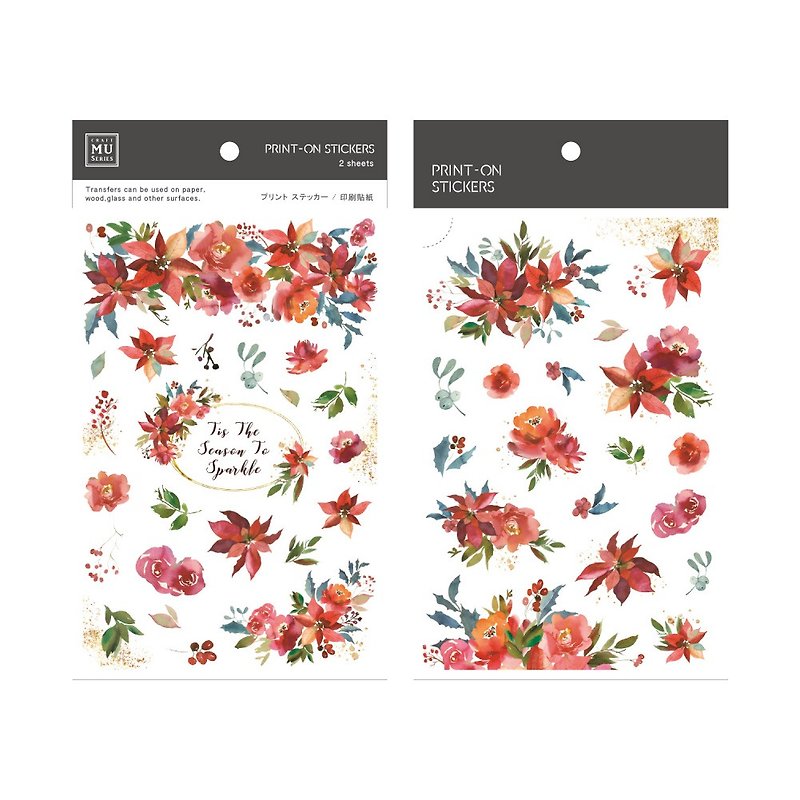 【Print-On Stickers 轉印貼紙】no.152-暖紅祝福 | 花草系列 - 貼紙 - 其他材質 多色