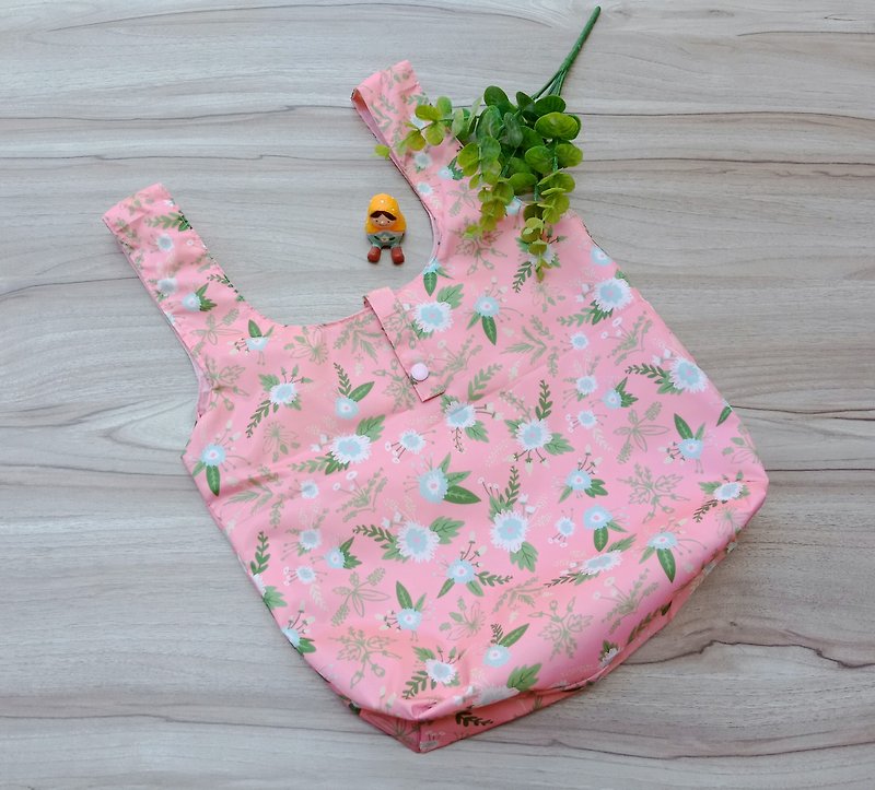 [Waterproof Shopping Bag] Pink Flower (Large) - กระเป๋าถือ - วัสดุกันนำ้ สึชมพู