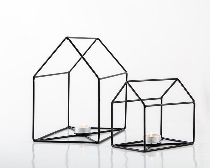 Wirehouse Candle Holders // Lanterns // Modern Farmhouse decor// FREE SHIPPING// - 香氛蠟燭/燭台 - 其他金屬 黑色