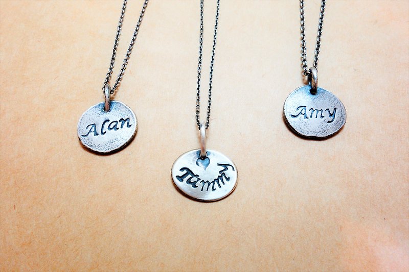 Sterling silver ~ English name pattern small listing free lettering - Necklaces - Silver Silver