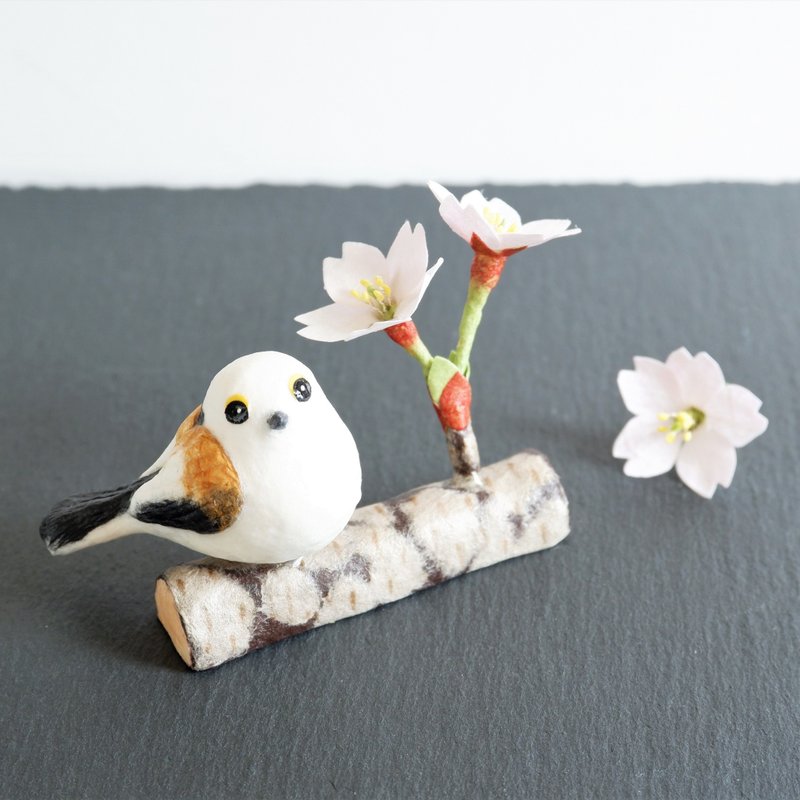 春天裝飾櫻花和長尾蛾日本紙室內裝飾 - 擺飾/家飾品 - 黏土 粉紅色