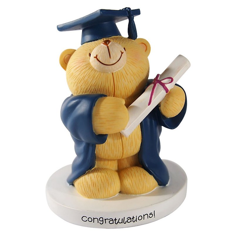 Graduation Bear Sculpture [Hallmark-ForeverFriends Graduation Series] - ตุ๊กตา - วัสดุอื่นๆ สีน้ำเงิน