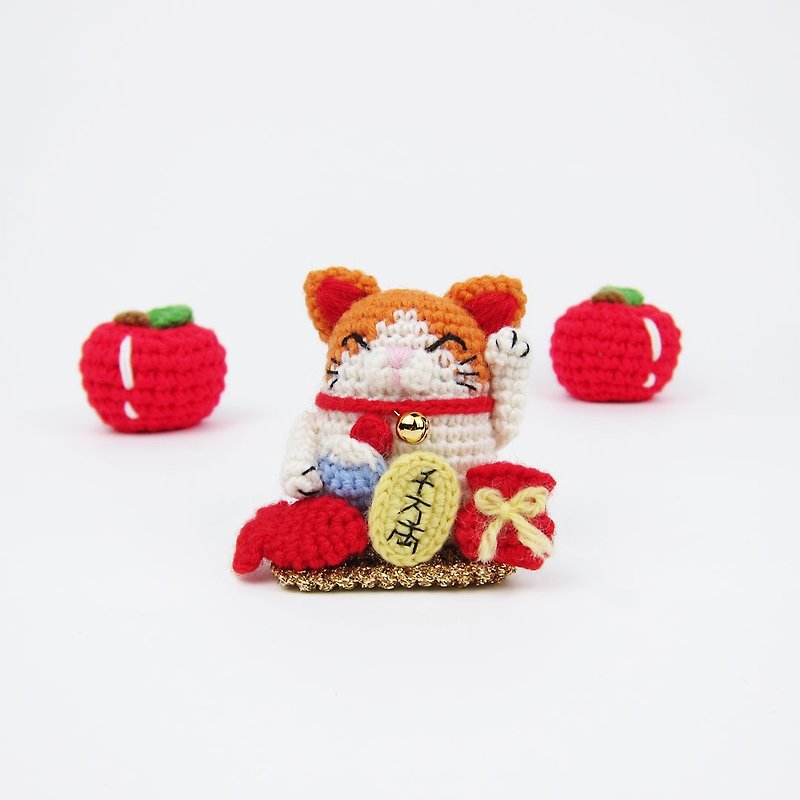 Lucky cat/key ring/decoration/cat color can be customized - Keychains - Other Man-Made Fibers Red